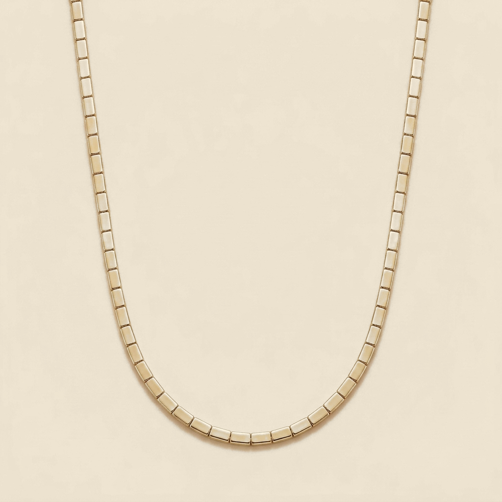 Beaded Tennis Chain Choker - Gold