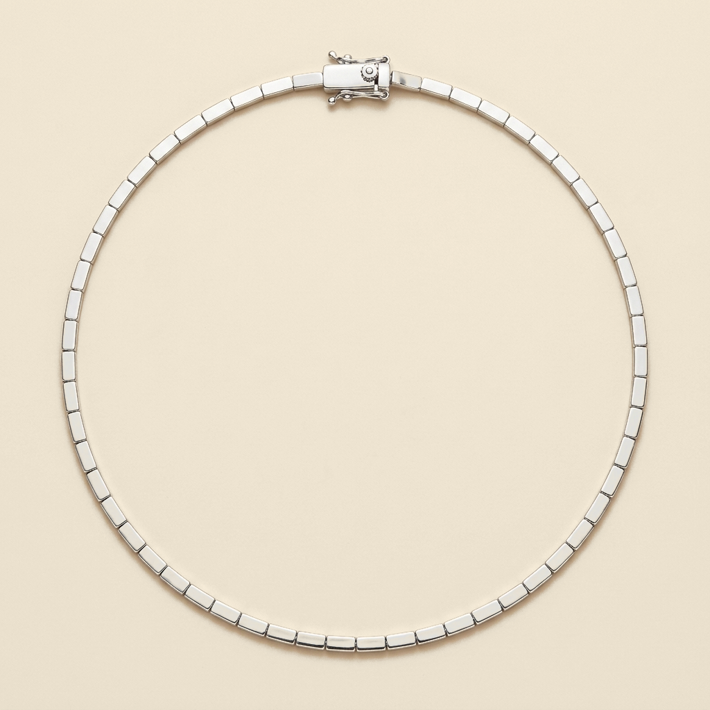 Beaded Tennis Chain Choker - silver color