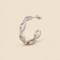 Chain Link Hoop Earrings - anchor link, silver color