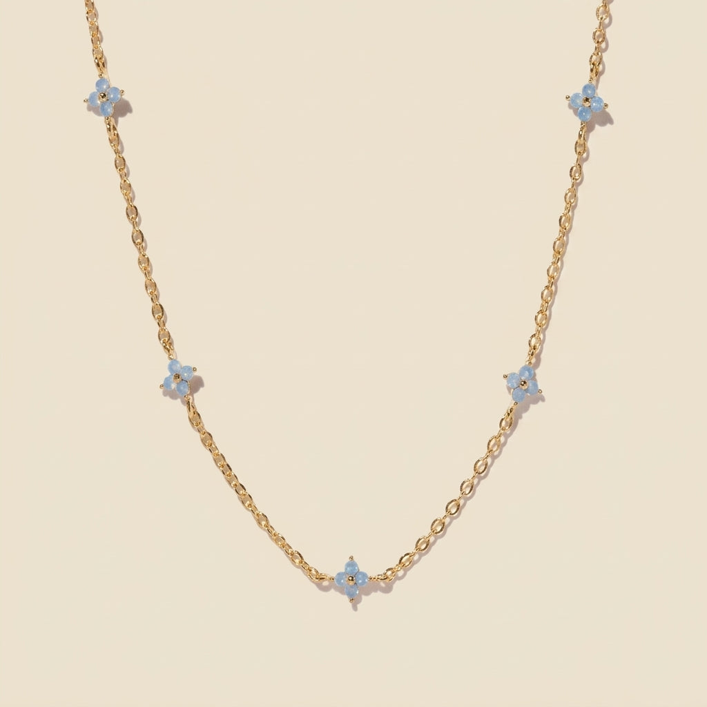 Crystal Clover Choker - gold color