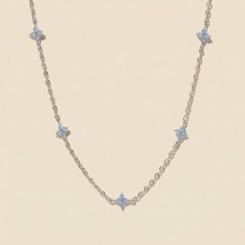 Crystal Clover Choker - silver color