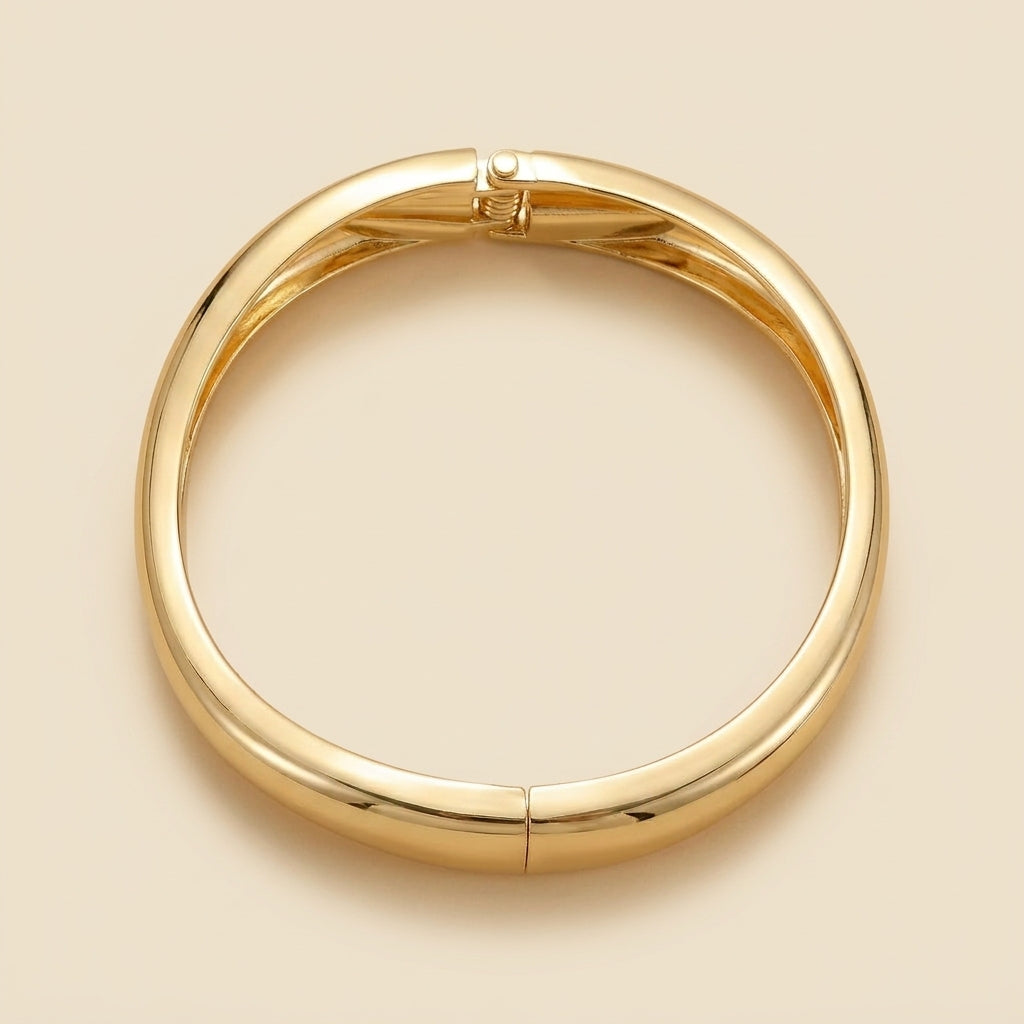 Sculptural Cuff Bangle - soft oval, gold color