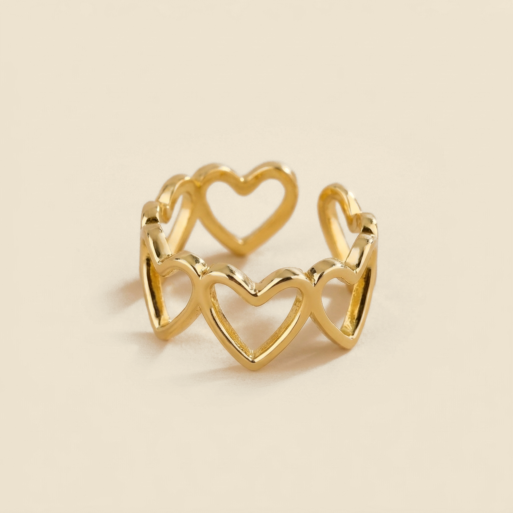 Cutout Statement Ring - heart cutout design, gold color