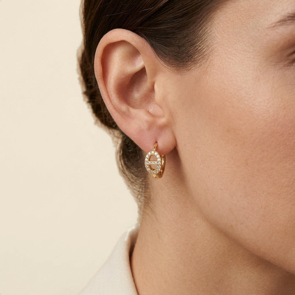 Rhinestone Ear Cuff - gold color, worn