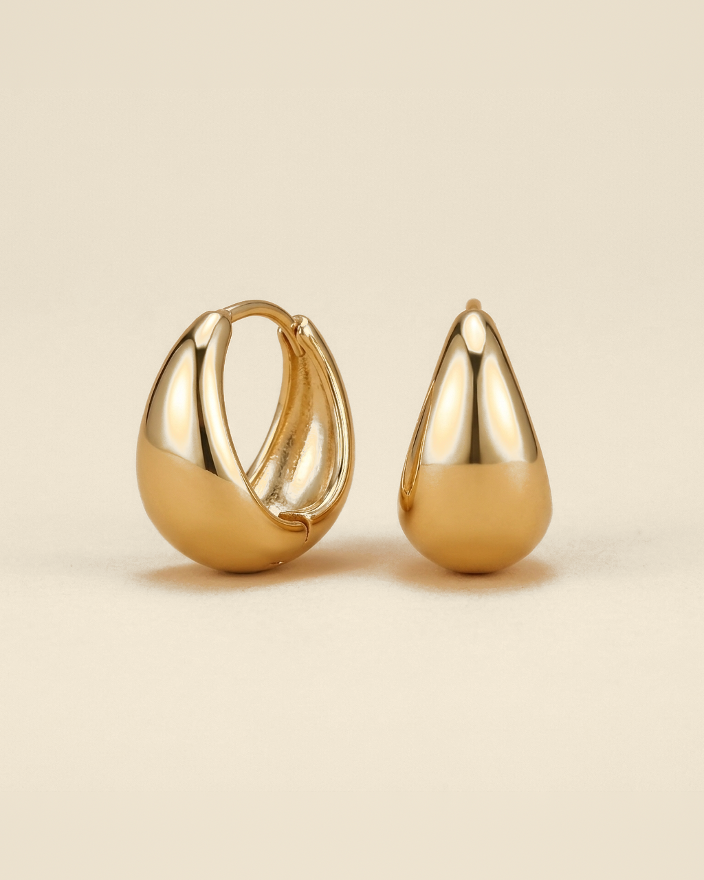 Egg Hoop Earrings - gold color