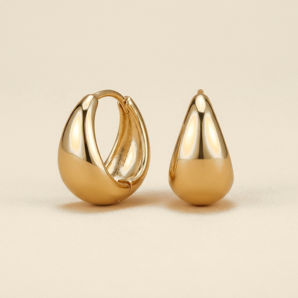 Egg Hoop Earrings - gold color
