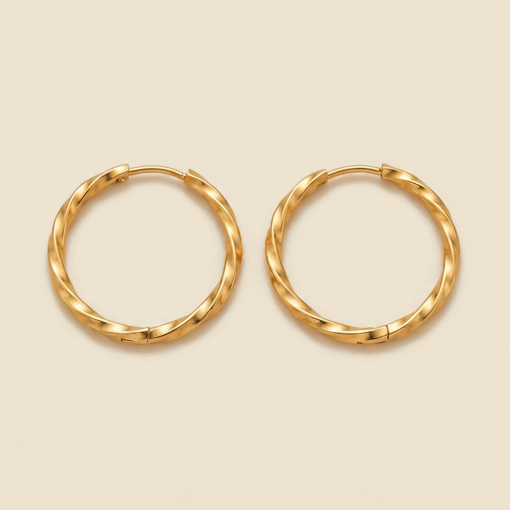 Geometric Pattern Hoops - gold color