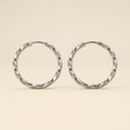 Geometric Pattern Hoops - silver color