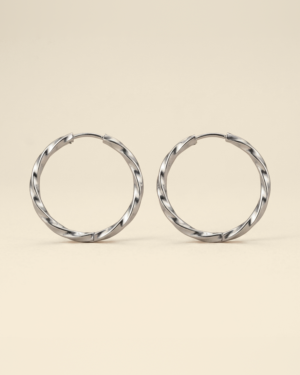 Geometric Pattern Hoops - silver color