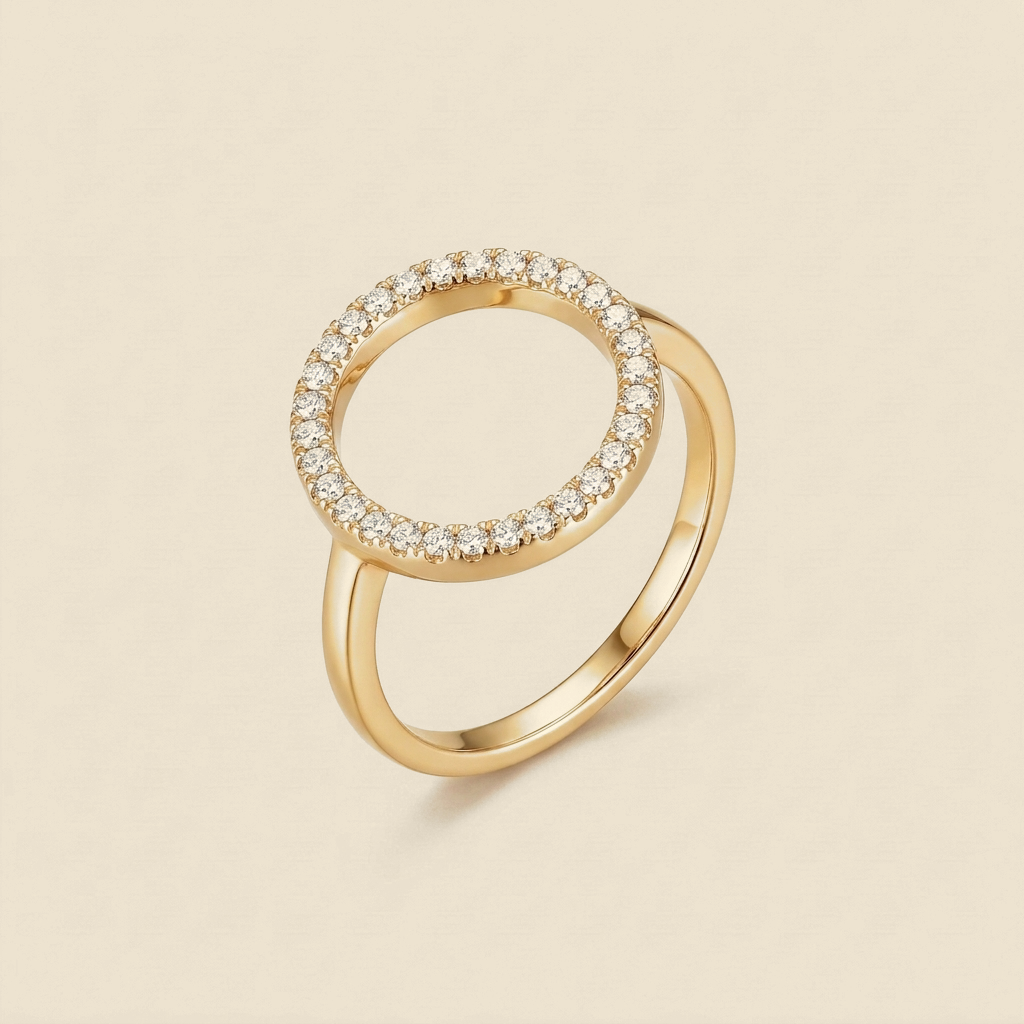 Pave Hollow Circle Ring - gold color - US 7 · EU 54