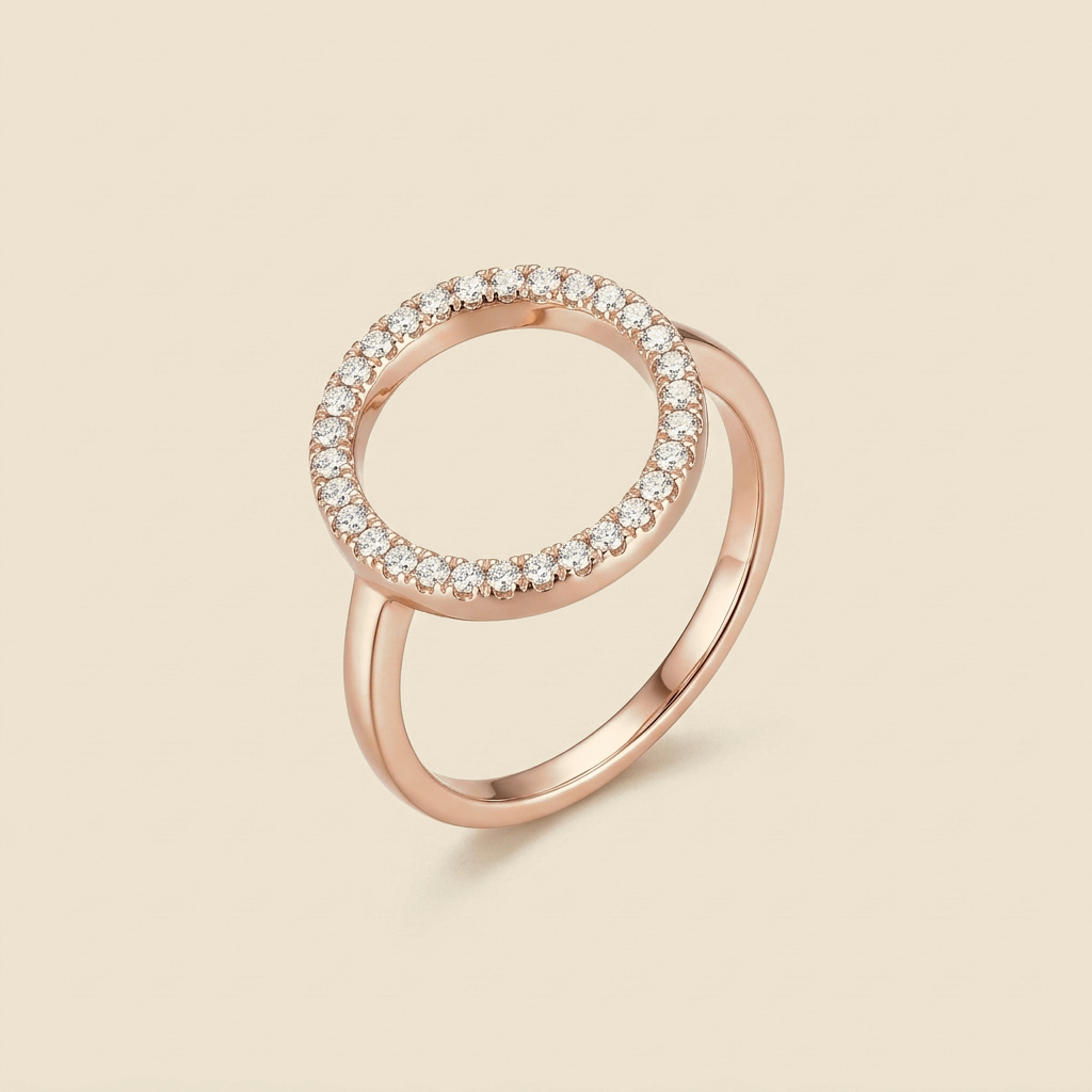 Pave Hollow Circle Ring - rose gold color - US 7 · EU 54