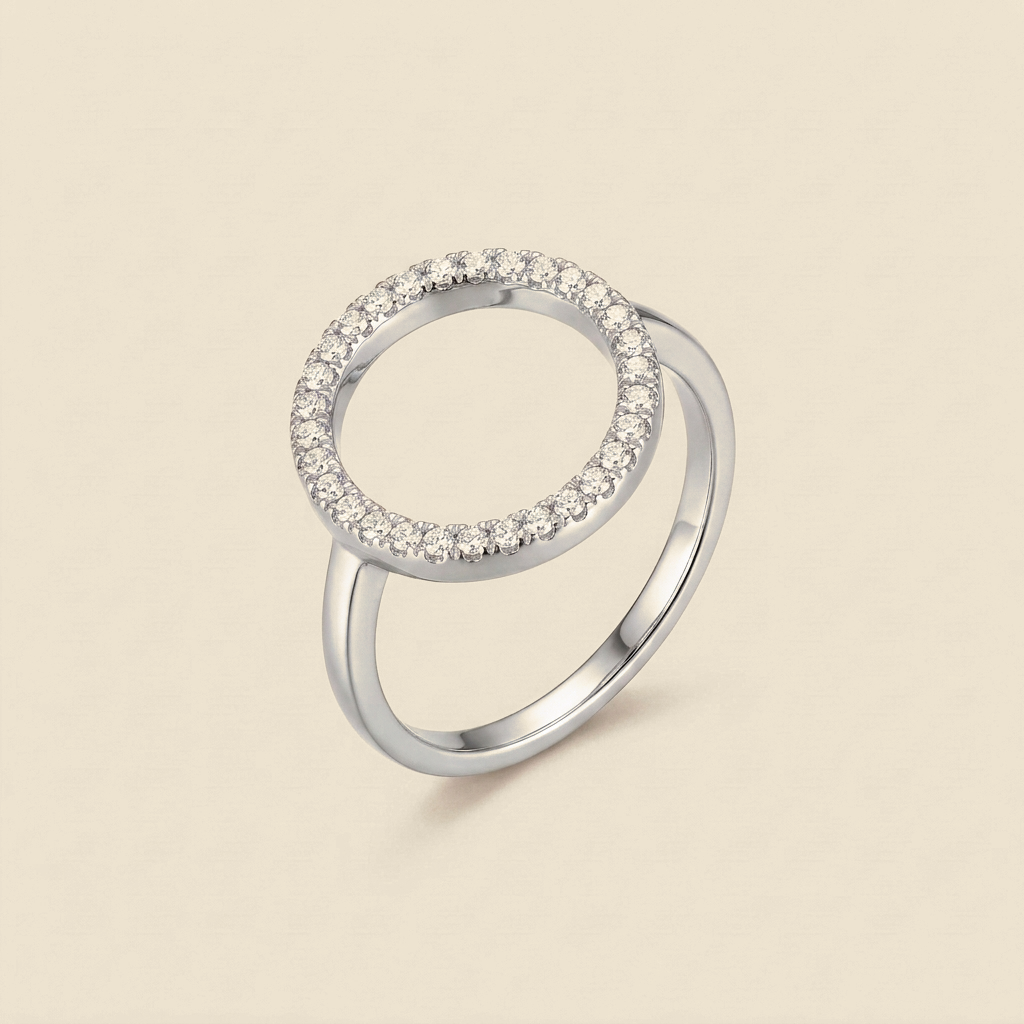 Pave Hollow Circle Ring - silver color - US 7 · EU 54