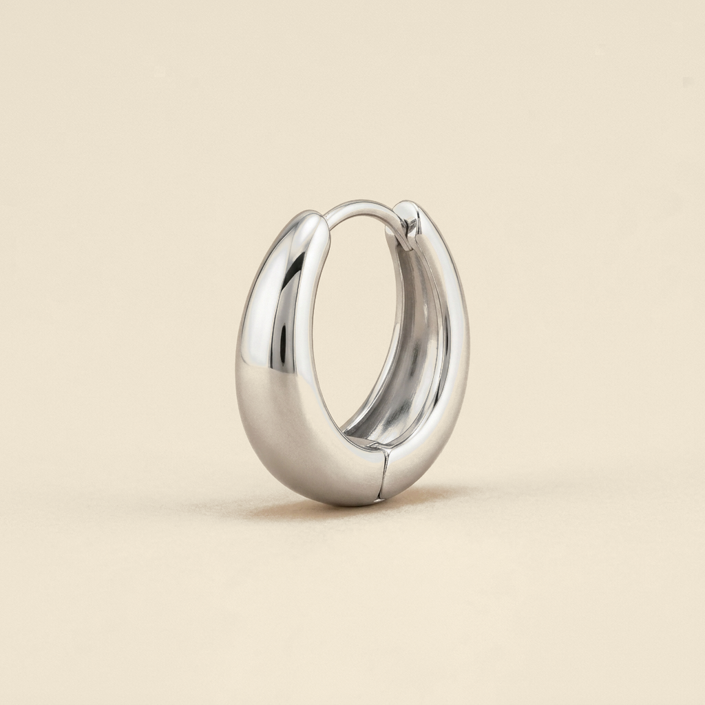 Minimalist Huggie Hoops - silver color