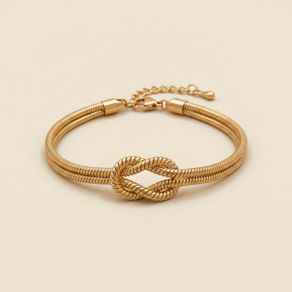Knotted Snake Chain Bracelet - gold color