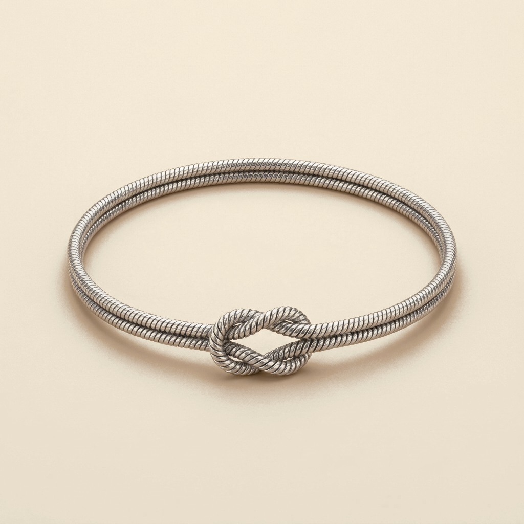 Knotted Snake Chain Bracelet - silver color