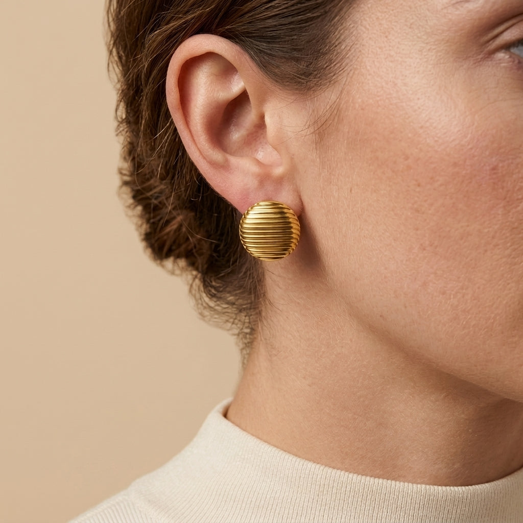 Textured Knot Studs - ribbed dome design, worn