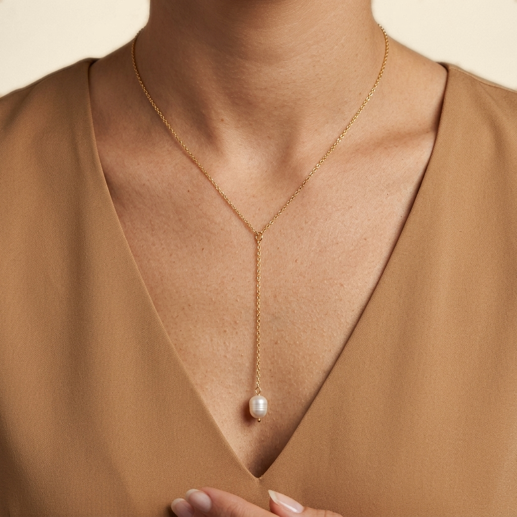 Lariat Y-Necklace, worn