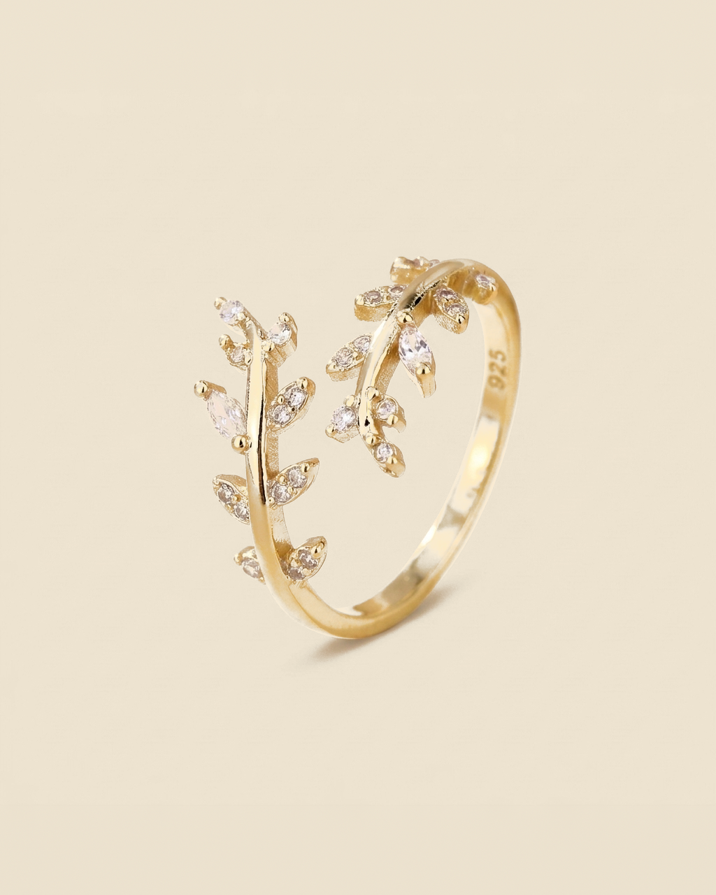 Leaf Branch Wrap Ring - gold color