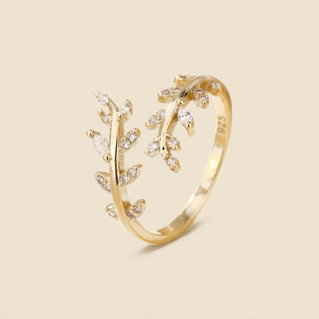 Leaf Branch Wrap Ring - gold color
