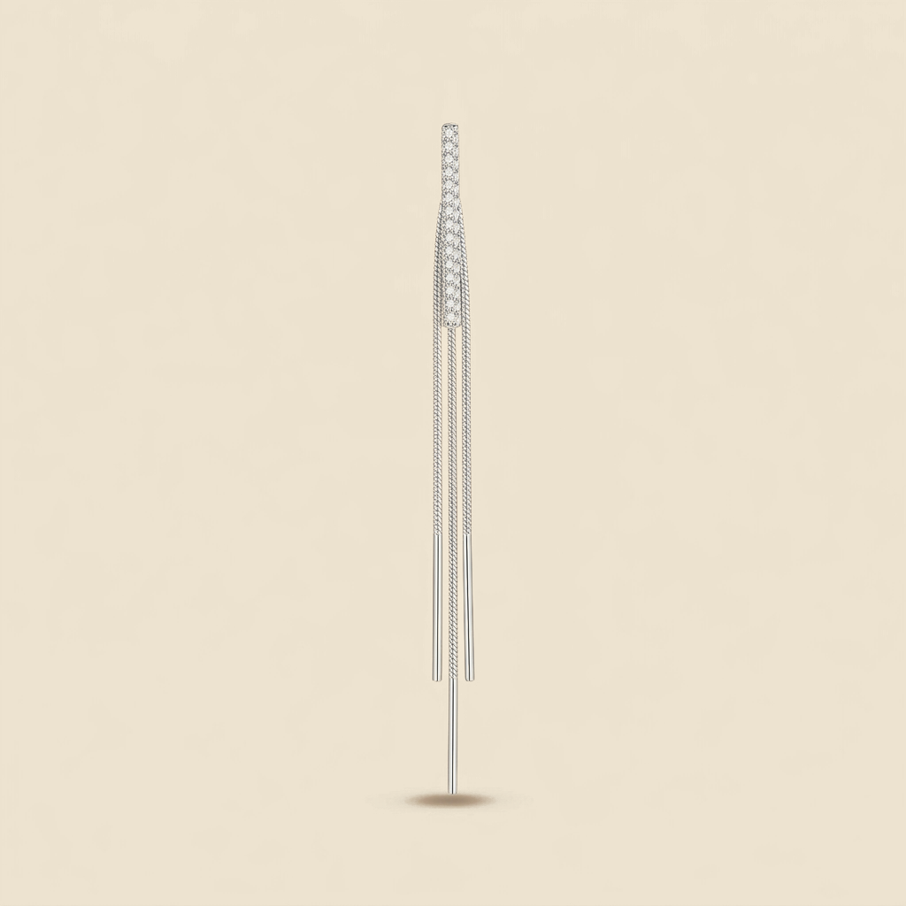 Long Tassel Earrings - silver color