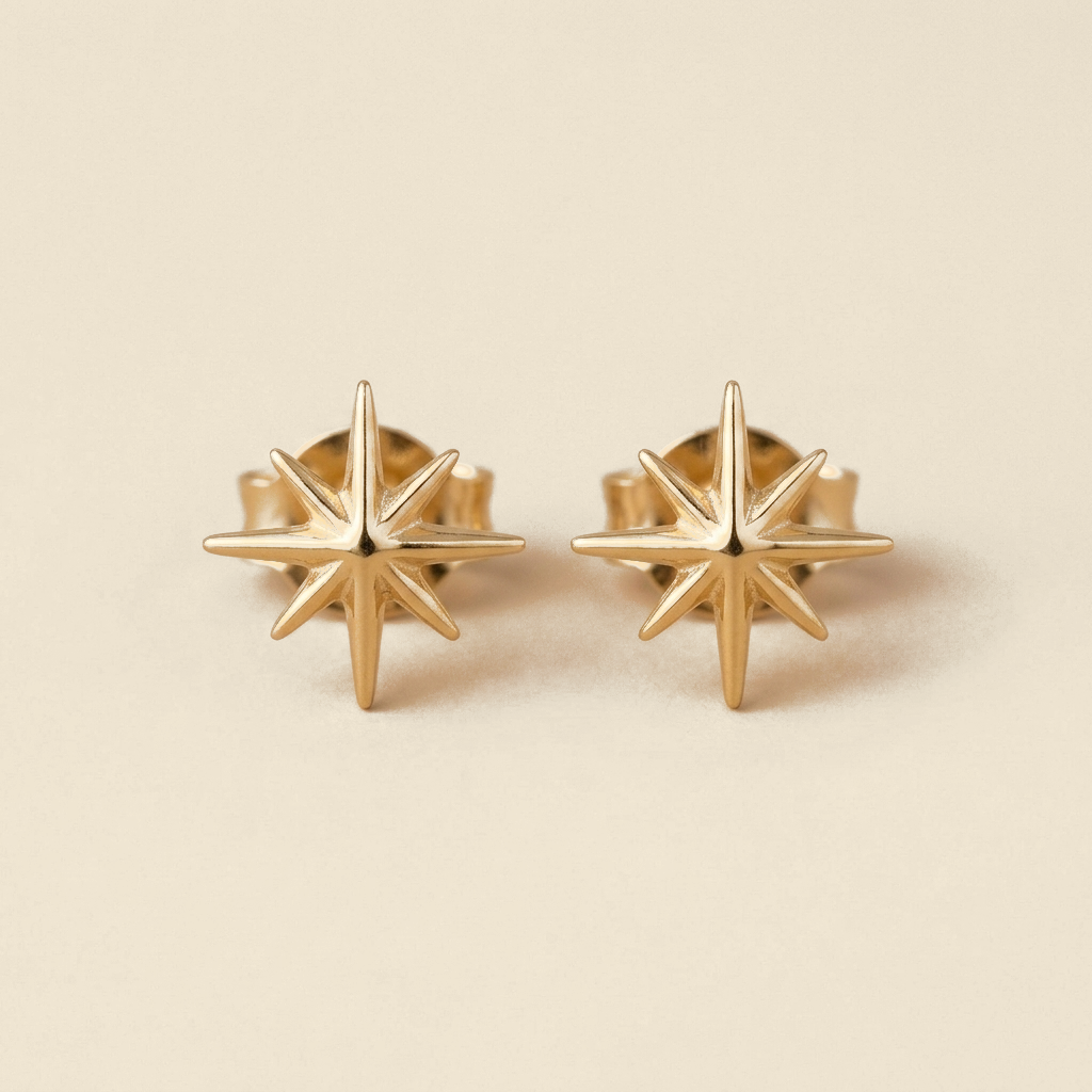 Mini Star Stud Earrings - gold color