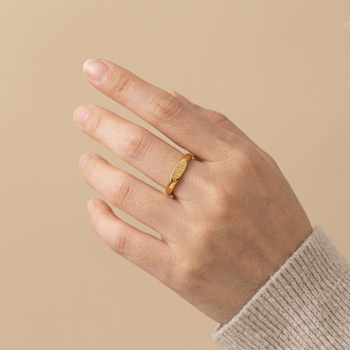Angel Number Ring 11:11 - gold color, worn