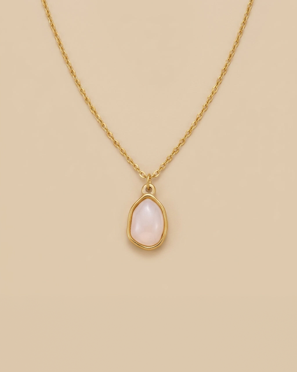 Opal Oval Pendant Necklace - white color