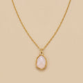 Opal Oval Pendant Necklace - white color