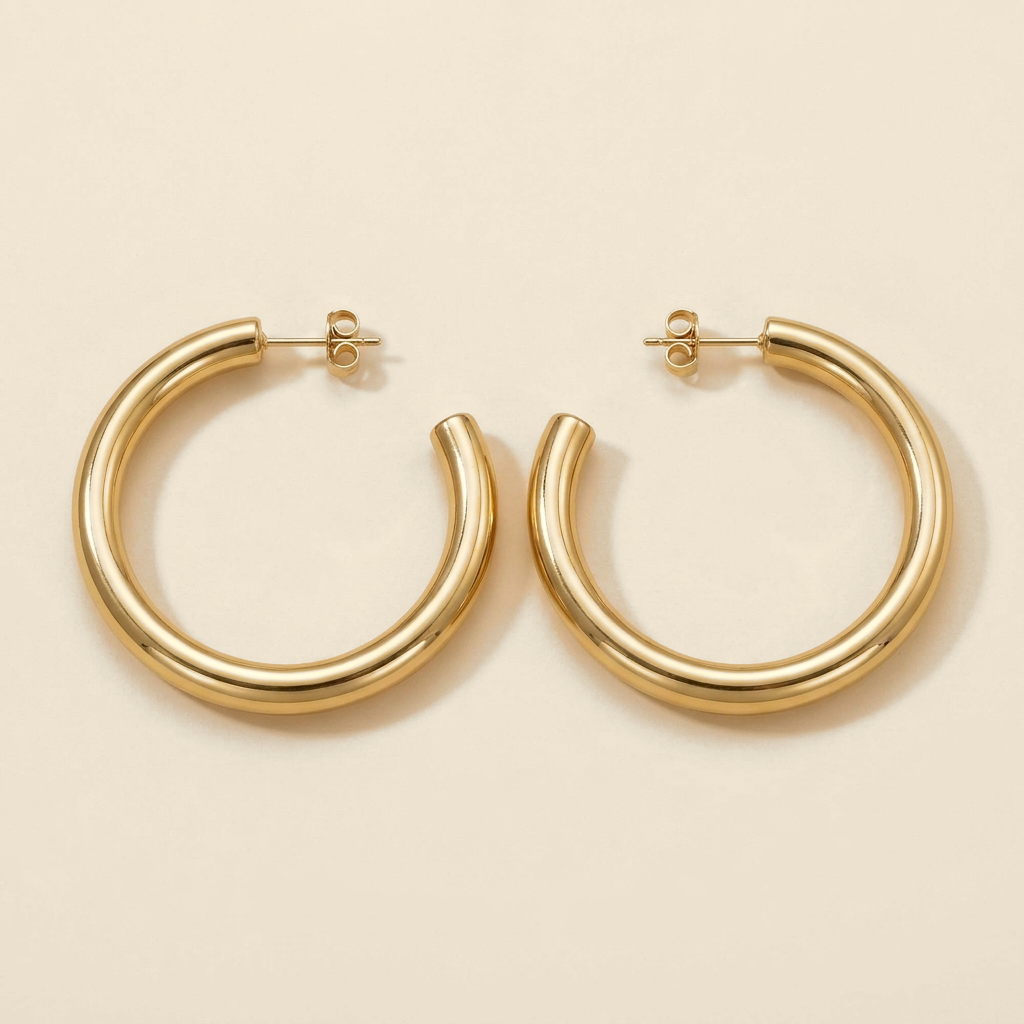 Oversized Hoop Earrings - gold color