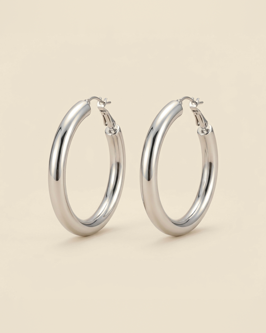 Oversized Hoop Earrings - silver color