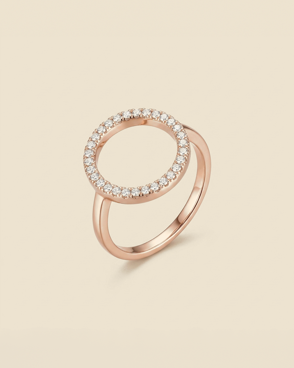 Pave Hollow Circle Ring - rose gold color - US 7 · EU 54