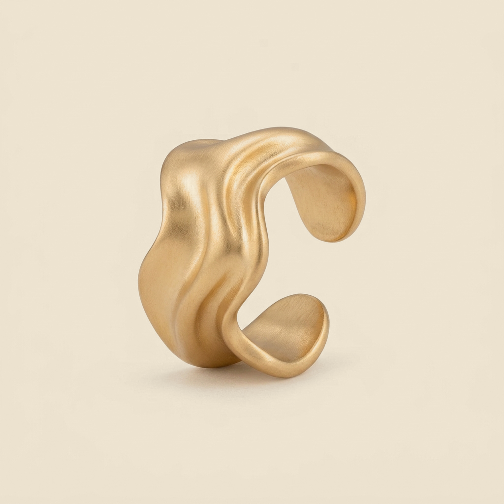 Sculptural Ear Cuff - gold color