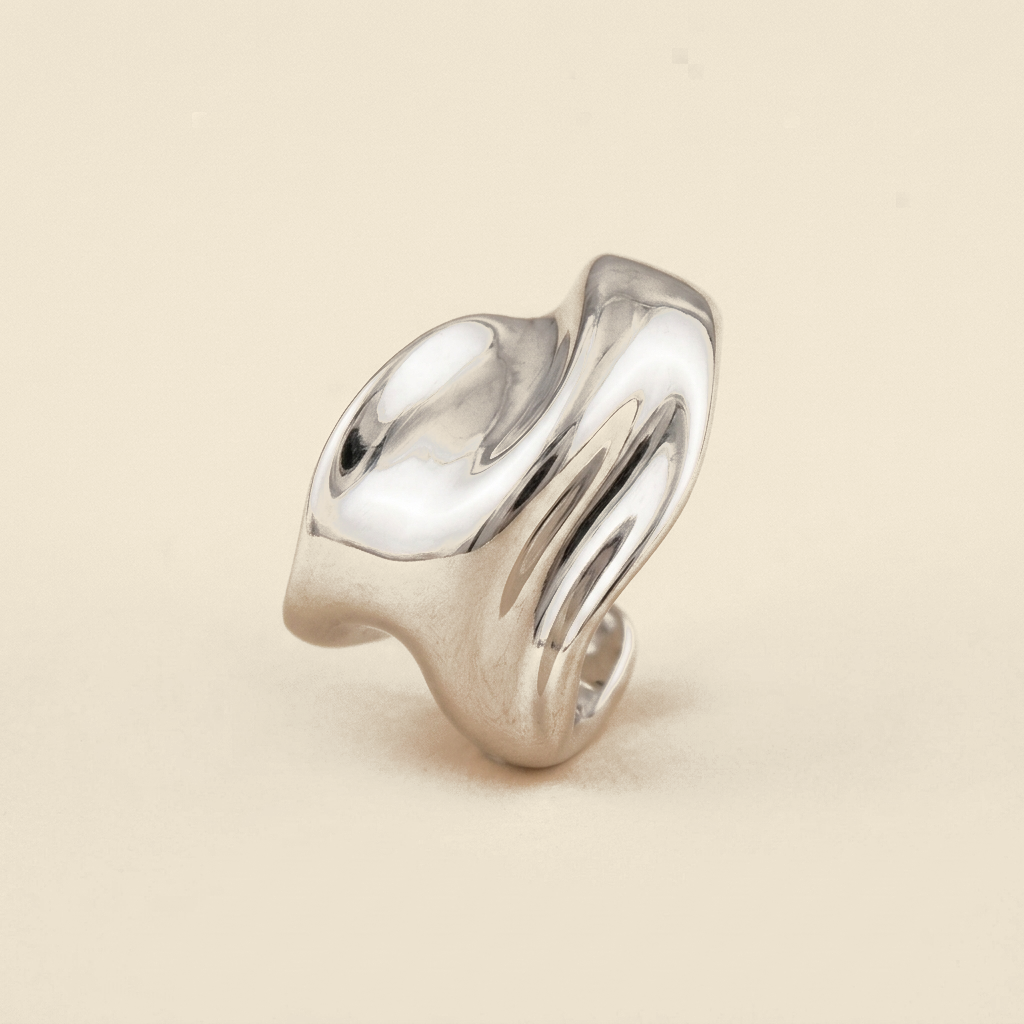 Sculptural Ear Cuff - silver color