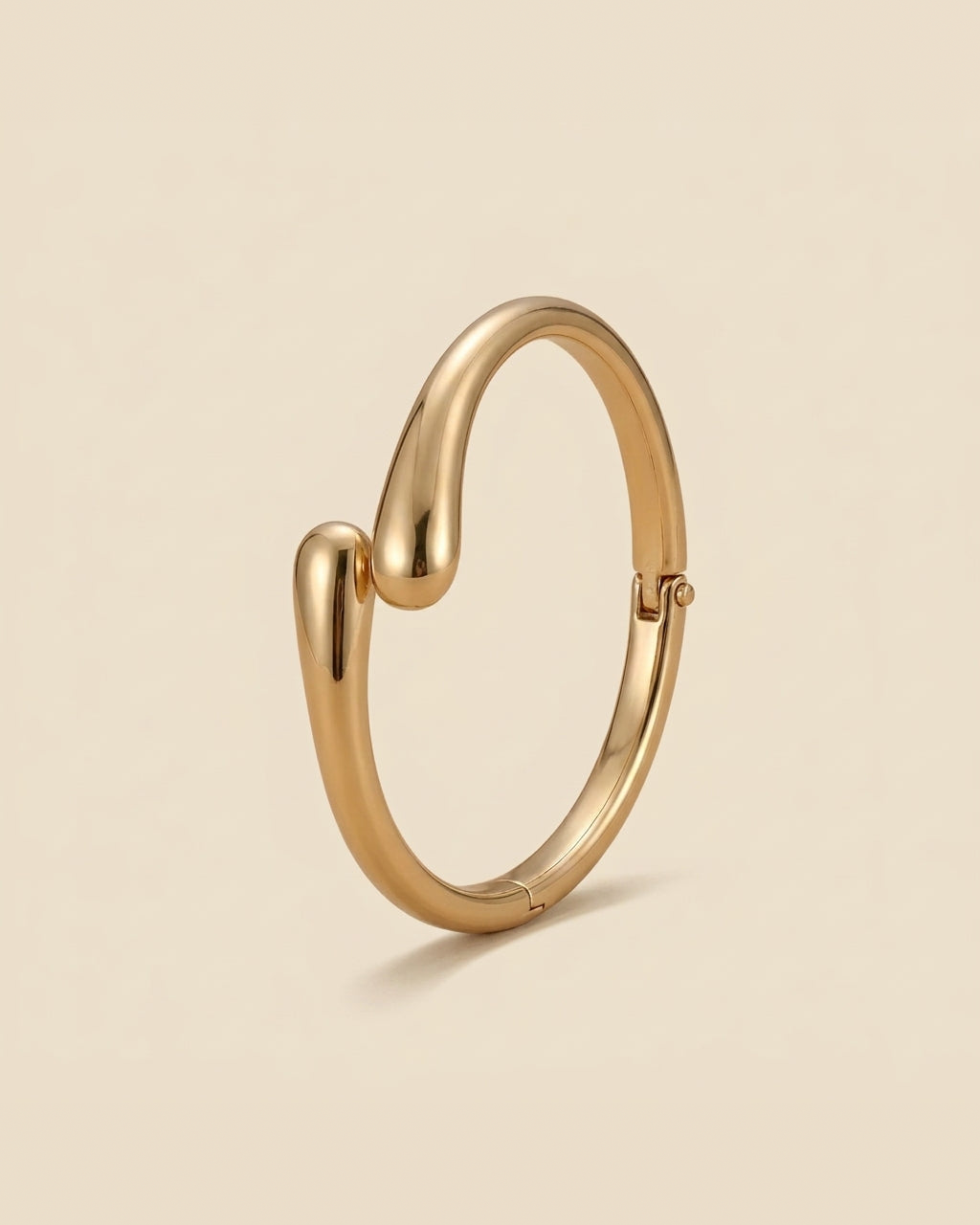 Sculptural Cuff Bangle - open wrap, gold color