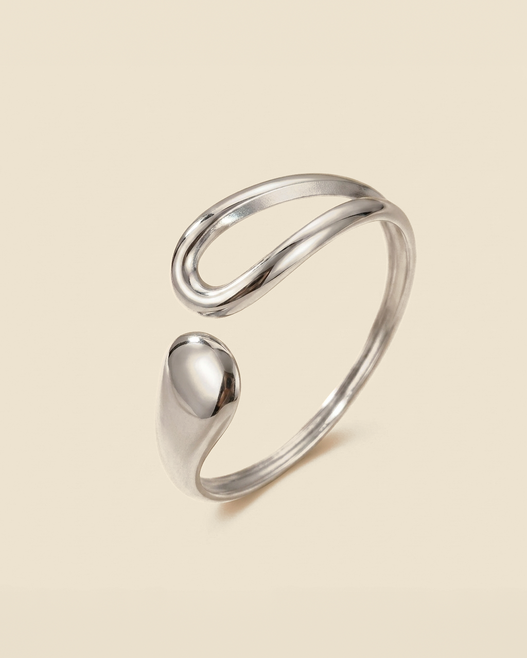 Teardrop Open Cuff Bracelet - silver color