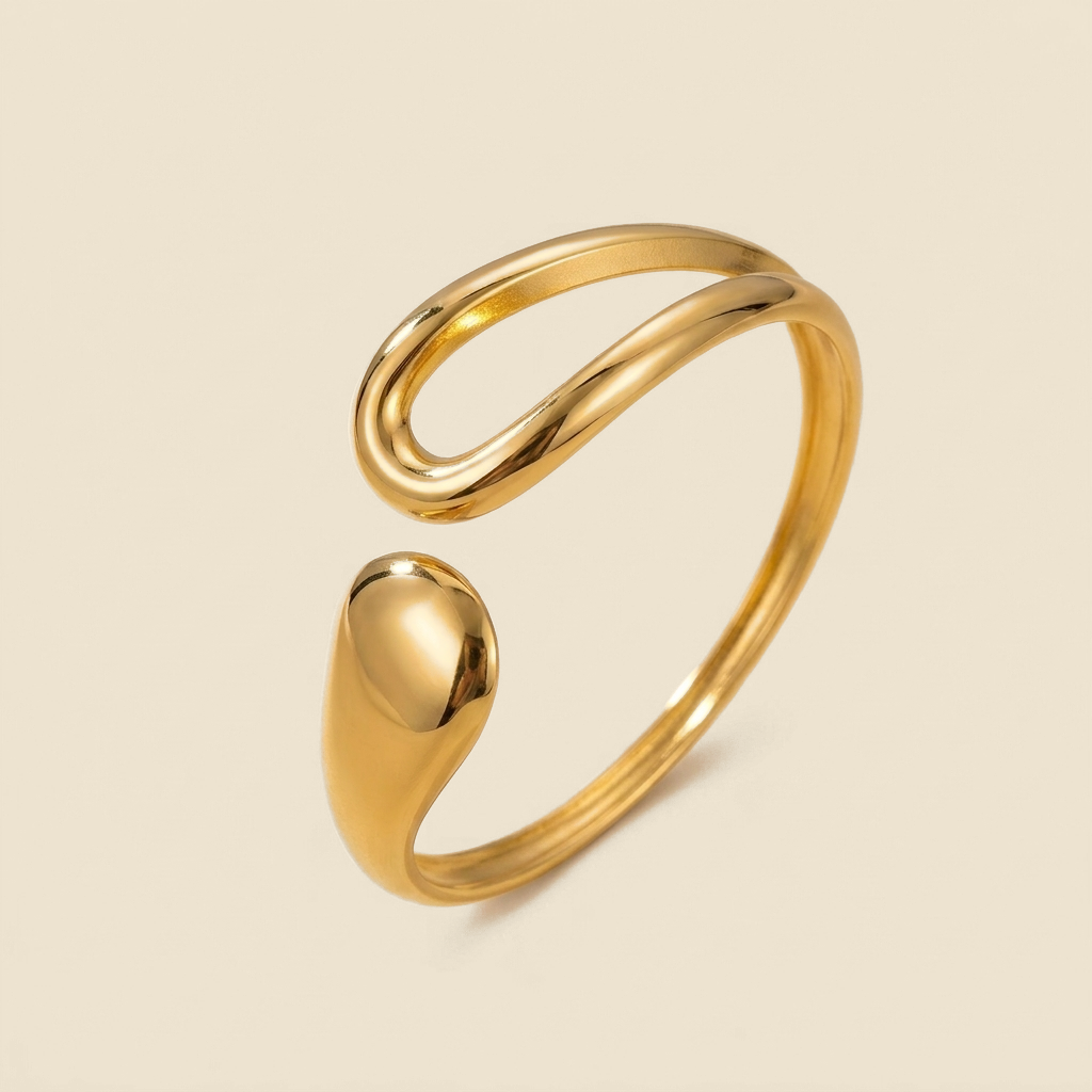 Teardrop Open Cuff Bracelet - gold color
