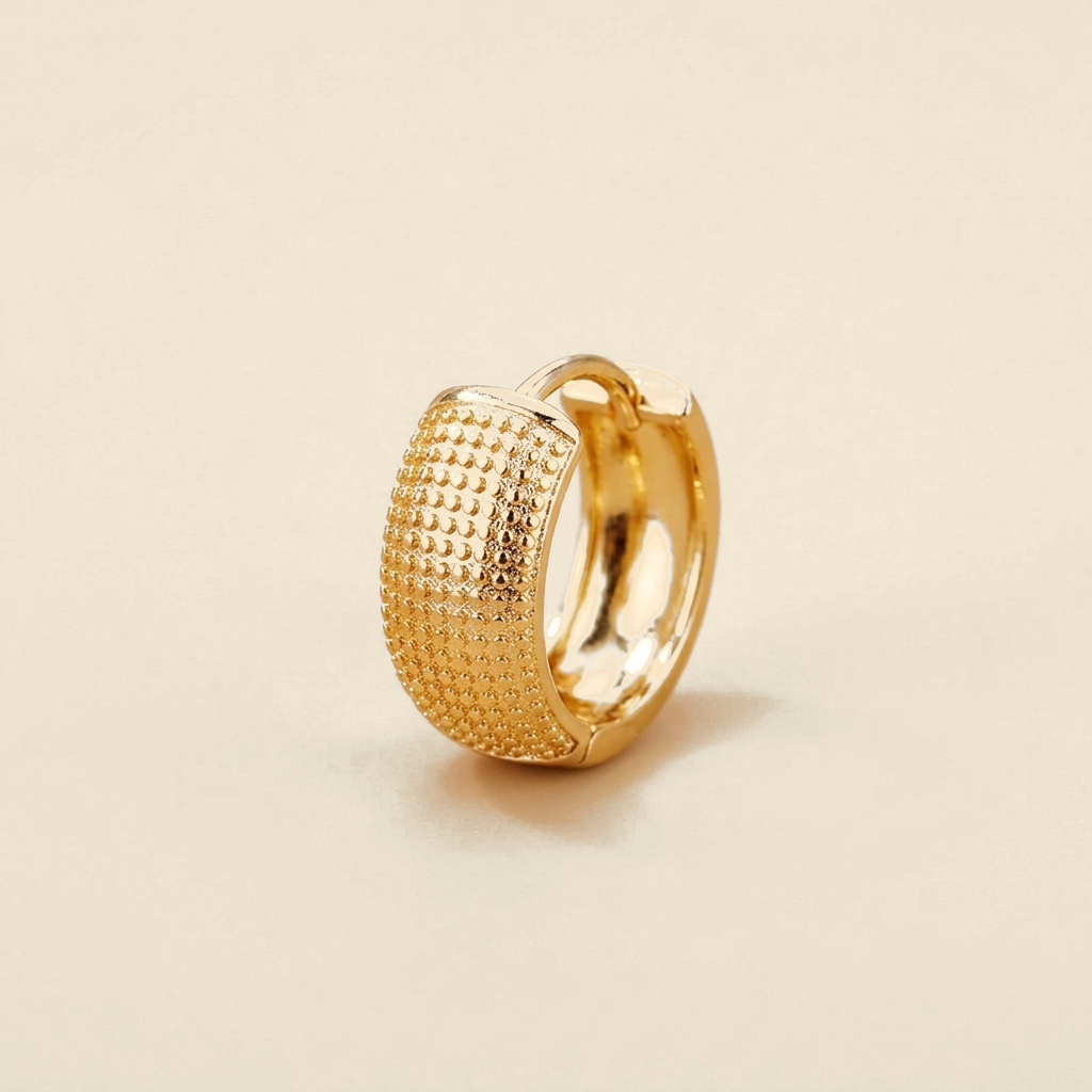 Textured Dome Hoop Earrings - gold color