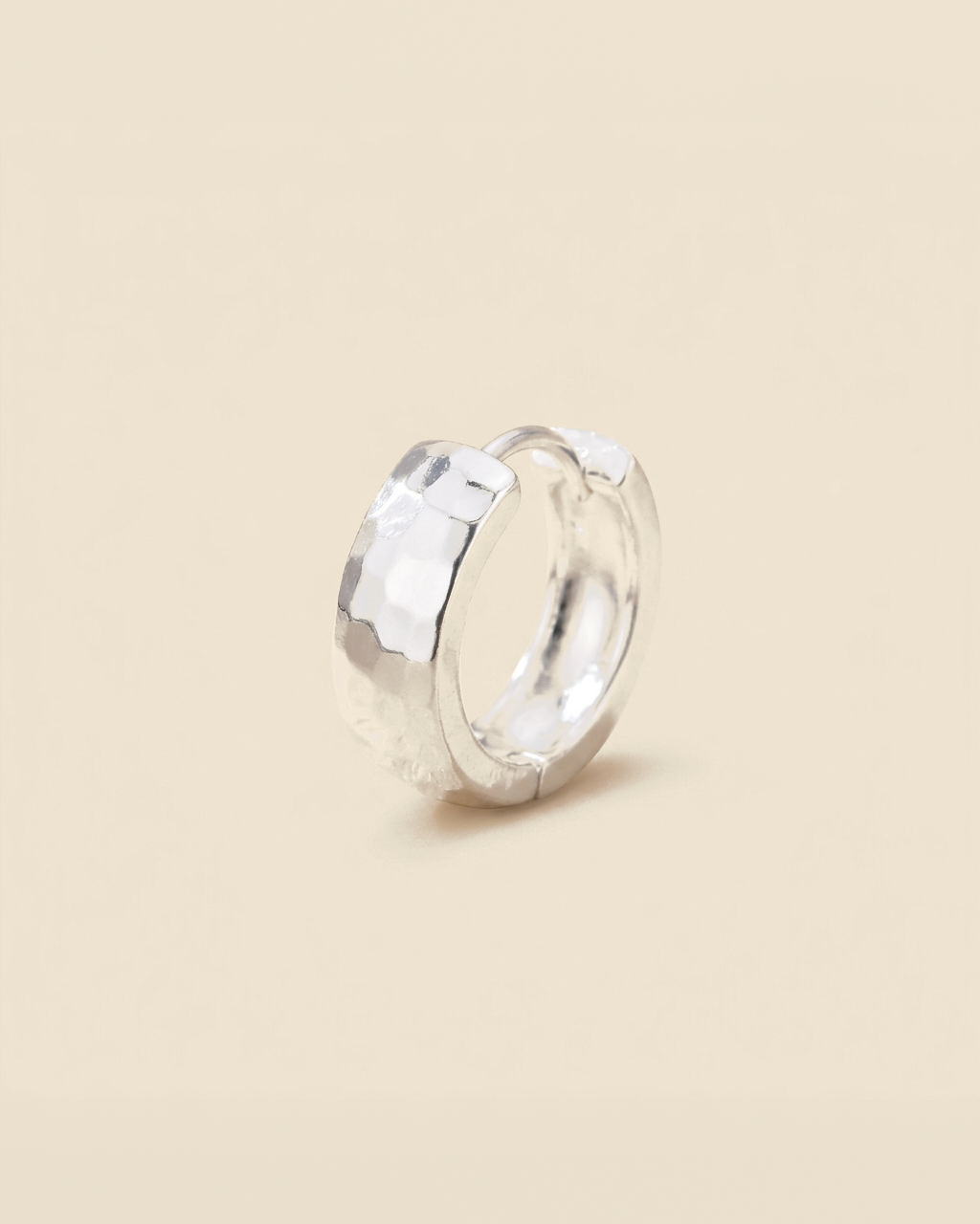 Textured Dome Hoop Earrings - silver color