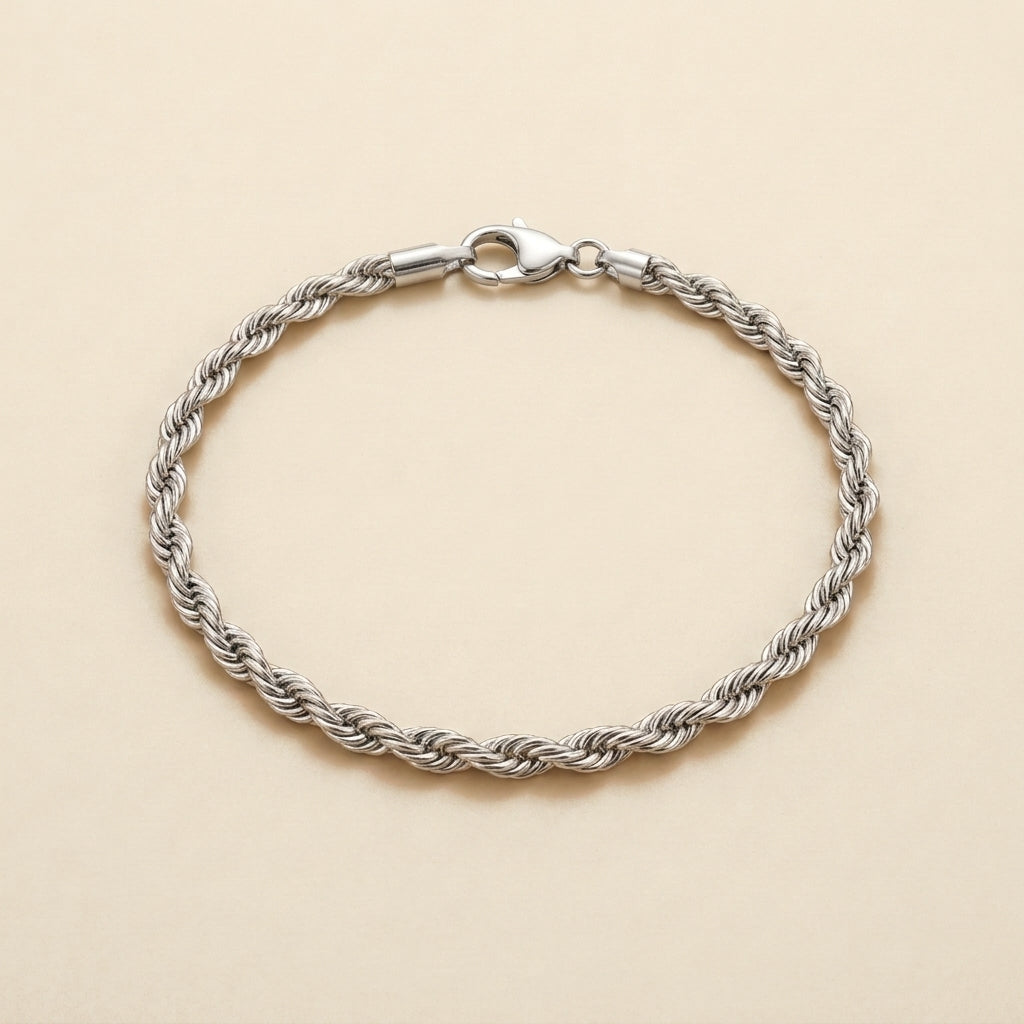 Twisted Rope Chain Bracelet - silver color
