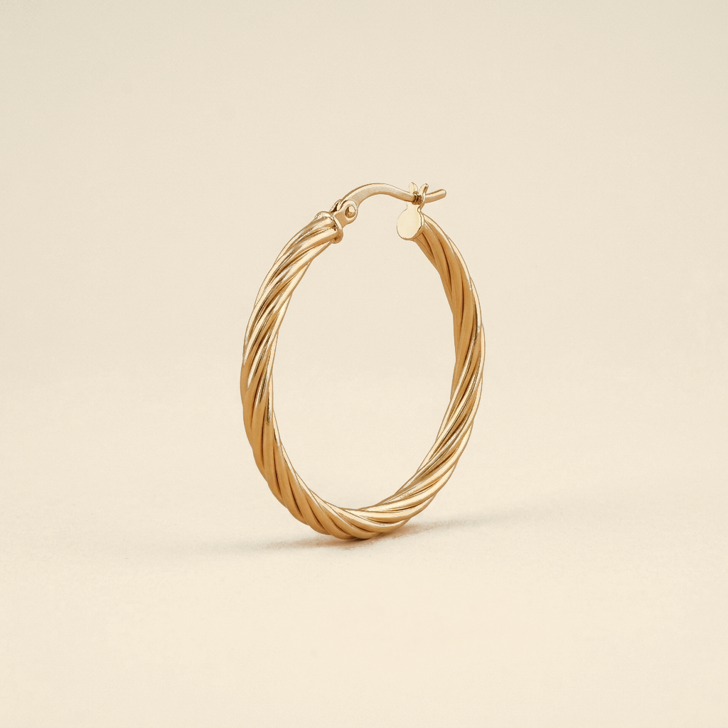 Twisted Round Hoops - gold color