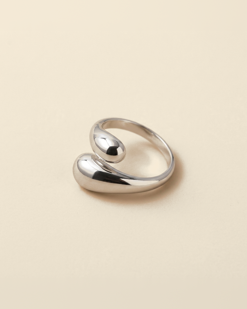 Water Drop Open Ring - silver color