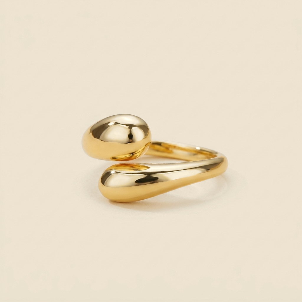 Water Drop Open Ring - gold color