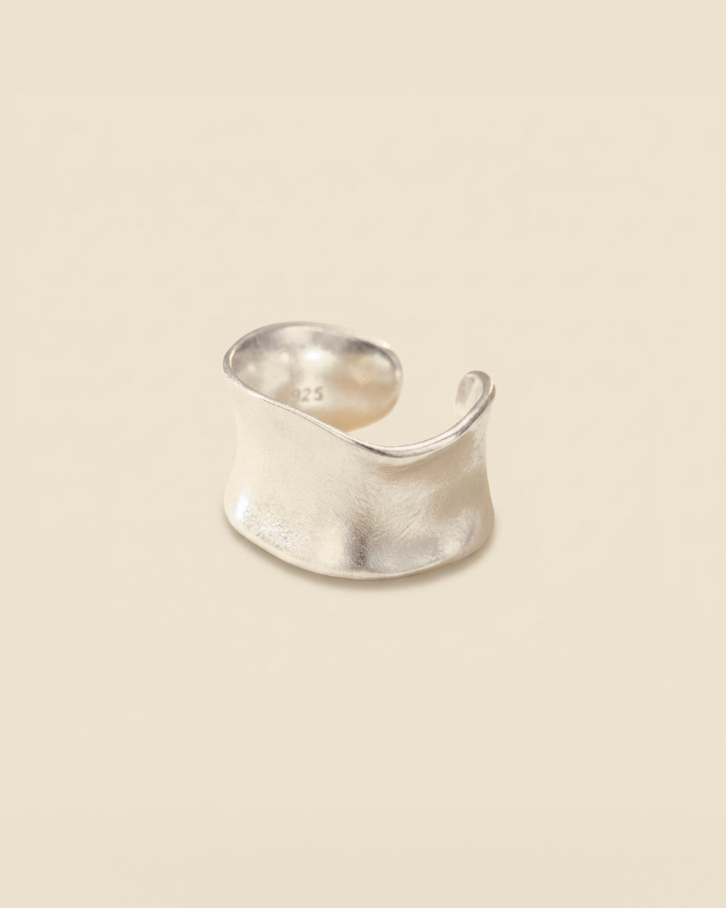 Wide Organic Cuff Ring - silver color