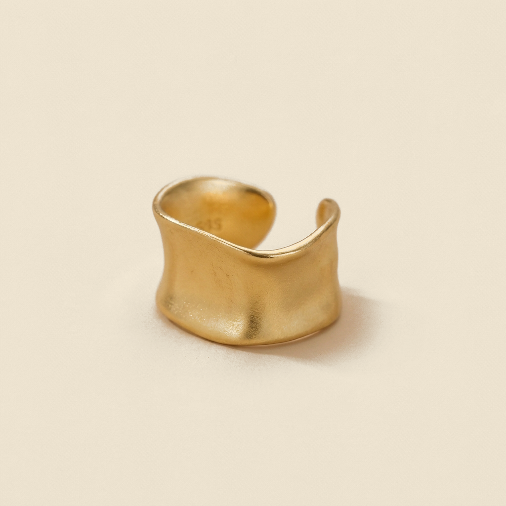 Wide Organic Cuff Ring - gold color