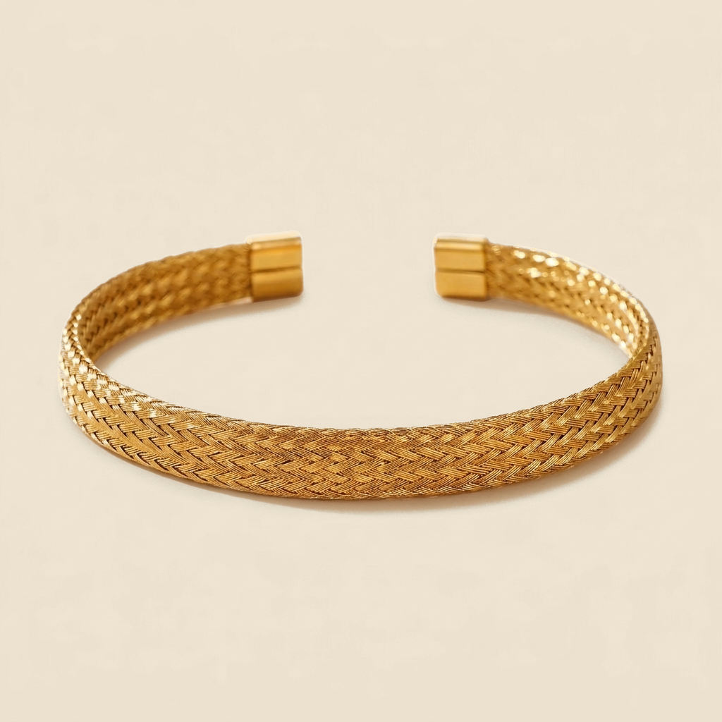 Woven Cuff Bracelet - herringbone weave design