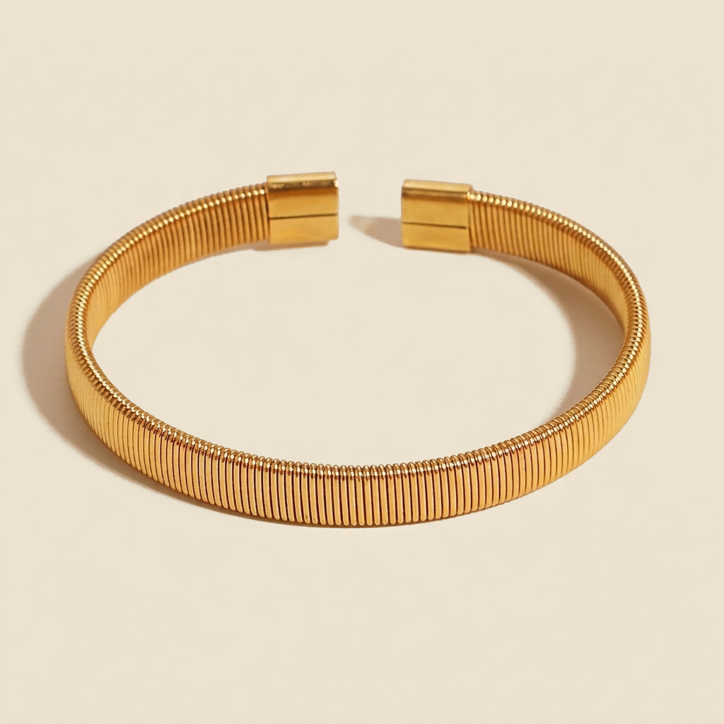 Woven Cuff Bracelet - ribbed coil weave design